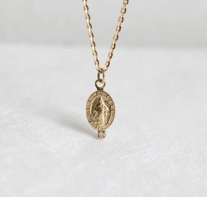 Necklaces dreamofopal Miraculous Medal Diamond Necklace