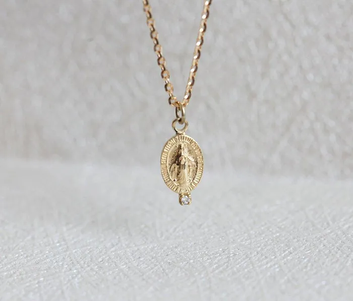 Necklaces dreamofopal Miraculous Medal Diamond Necklace