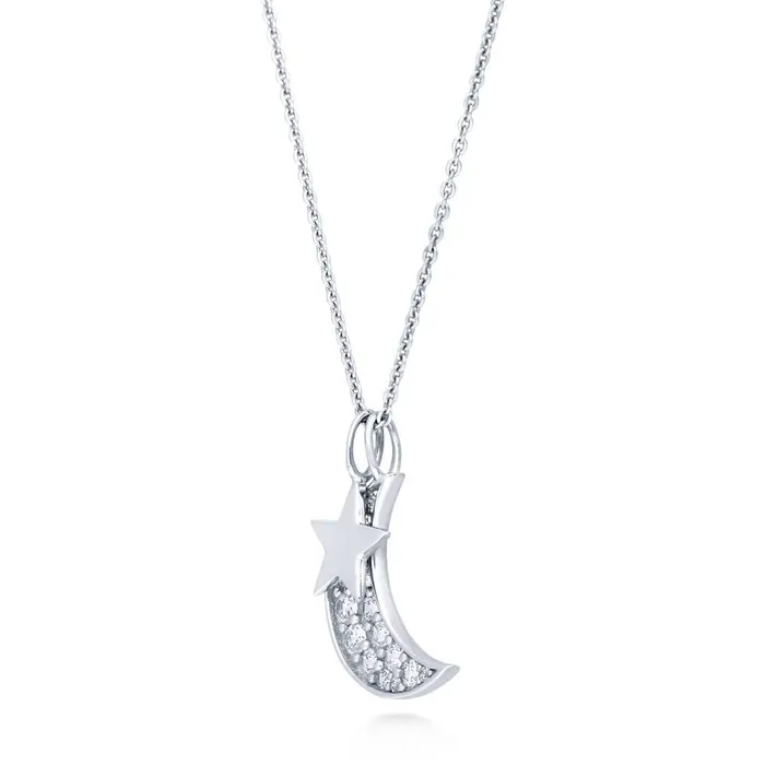 Necklaces Star Moon CZ Necklace in Sterling Silver BERRICLE