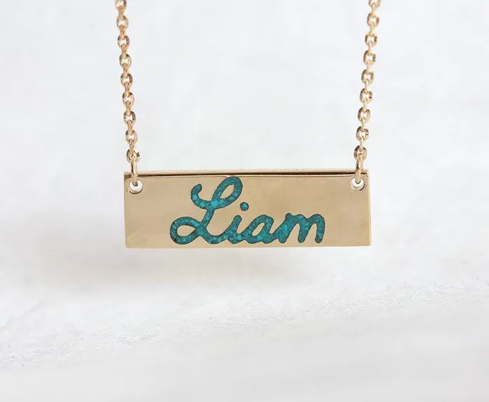 Personalized Bar Necklace Name Bar Necklace capucinne Necklaces