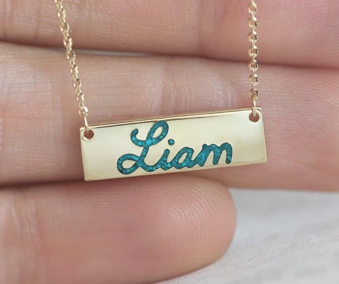 Personalized Bar Necklace Name Bar Necklace capucinne Necklaces