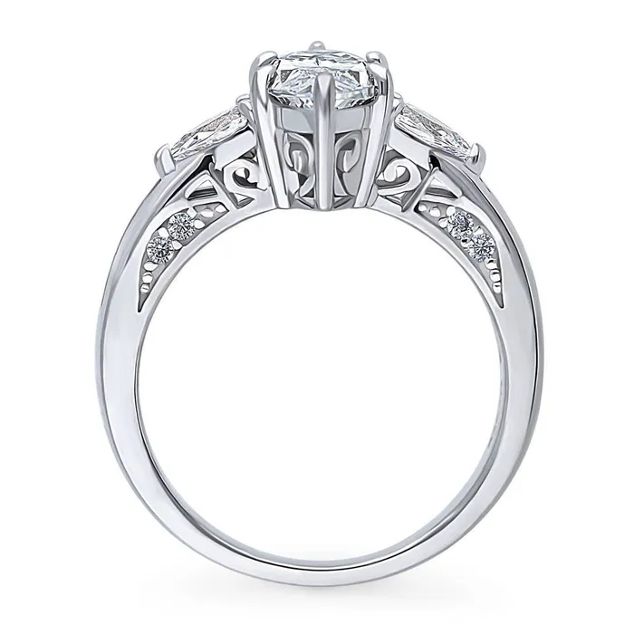 Rings BERRICLE 3Stone 16ct Marquise CZ Ring in Sterling Silver