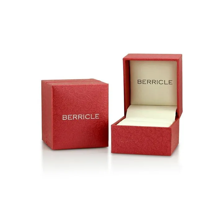 Rings BERRICLE 3Stone 3ct Simulated Ruby Cushion CZ Ring in Sterling Silver