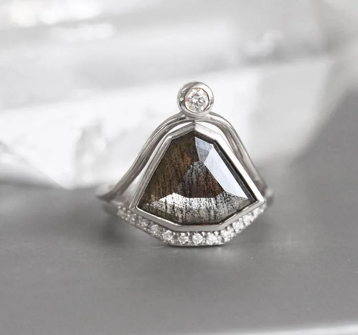 Rings Capucinne Paige Salt Pepper Diamond Ring Set Ready to Ship