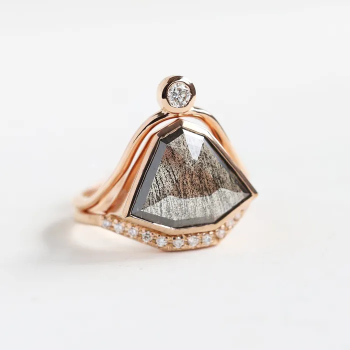 Rings Capucinne Paige Salt Pepper Diamond Ring Set Ready to Ship