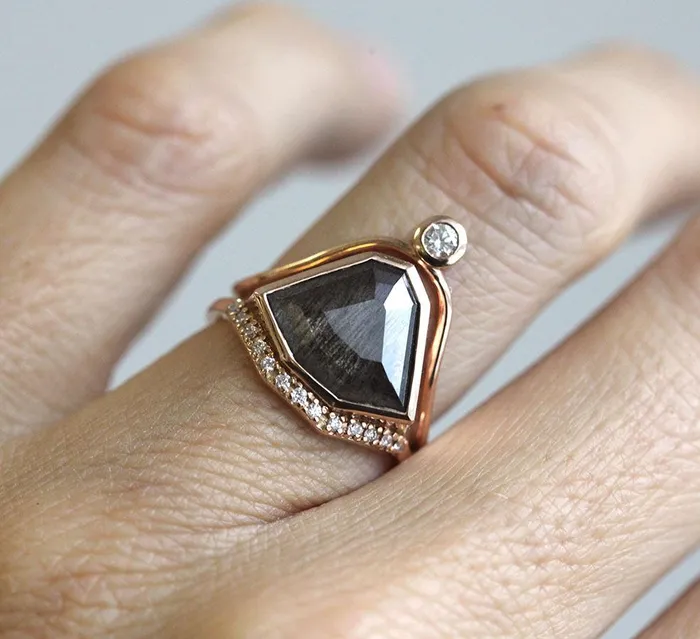 Rings Capucinne Paige Salt Pepper Diamond Ring Set Ready to Ship
