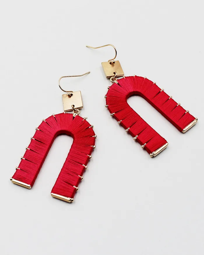 Thread Wrapped Arch Drop Earrings 052422 Earrings Thread Wrapped Arch Drop Earrings 052422 Earrings