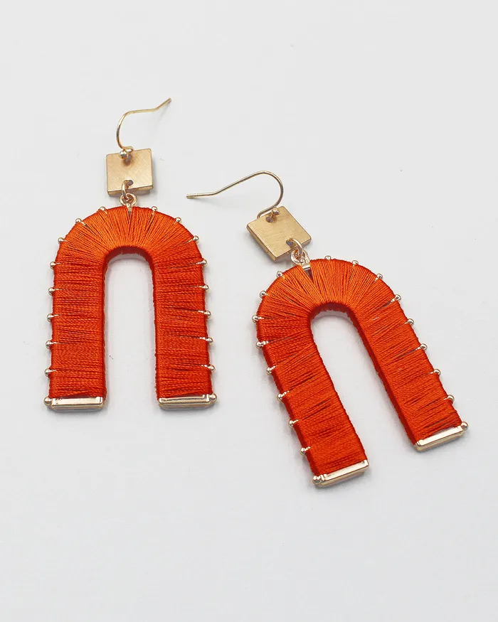 Thread Wrapped Arch Drop Earrings 052422 Earrings Thread Wrapped Arch Drop Earrings 052422 Earrings