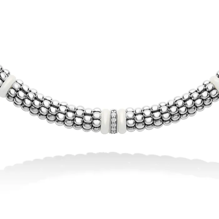 White Caviar White Single Station Diamond Caviar Necklace LAGOS Necklaces