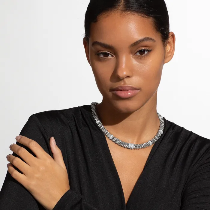 White Caviar White Single Station Diamond Caviar Necklace LAGOS Necklaces