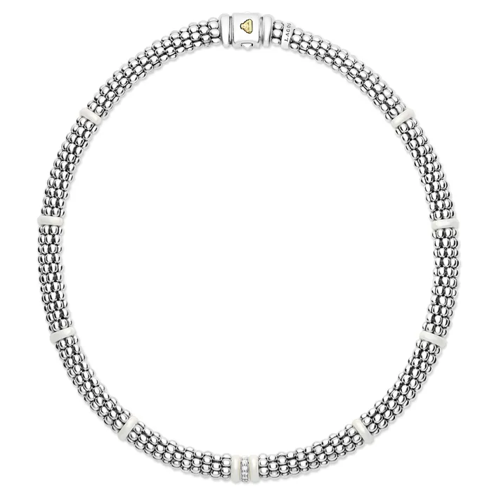White Caviar White Single Station Diamond Caviar Necklace LAGOS Necklaces