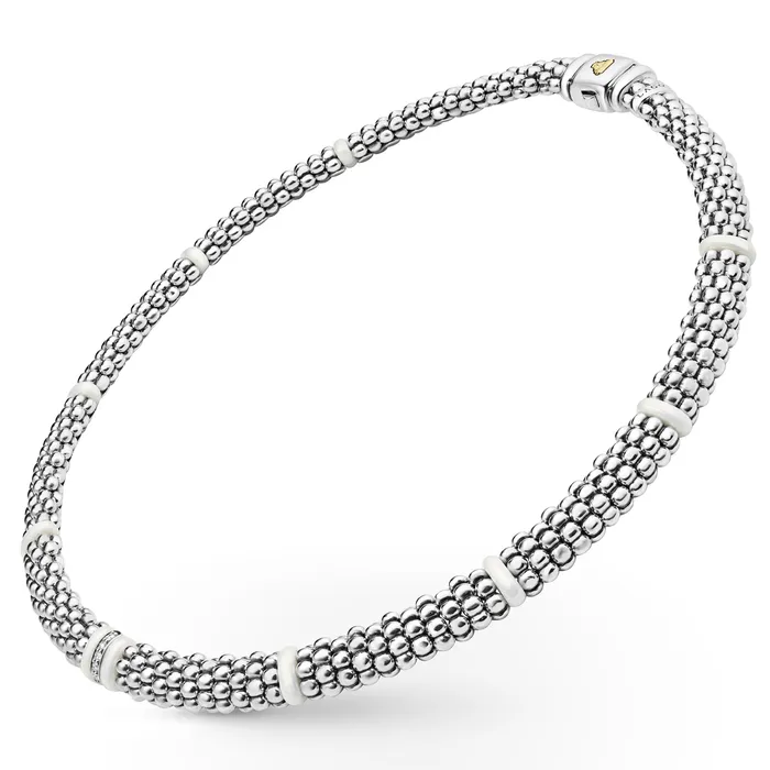 White Caviar White Single Station Diamond Caviar Necklace LAGOS Necklaces